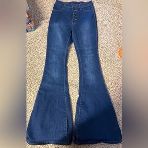 Lover Brand High Waist Button Flare Jeans
